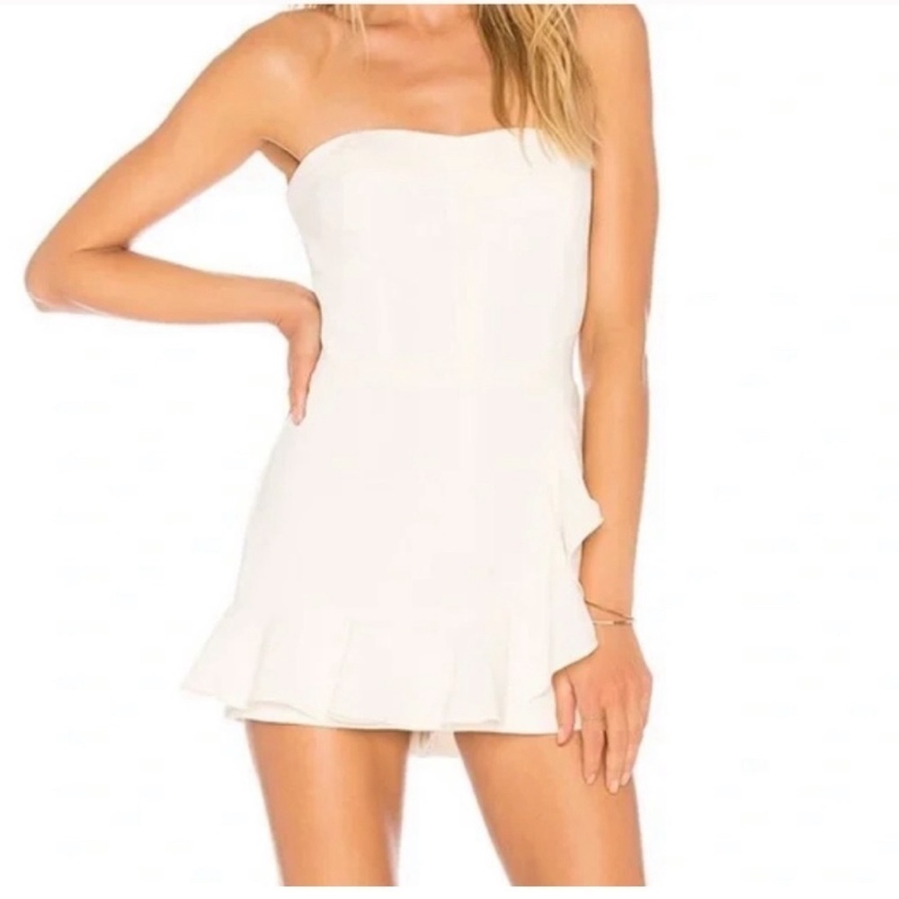 Amanda Uprichard white strapless‎ romper